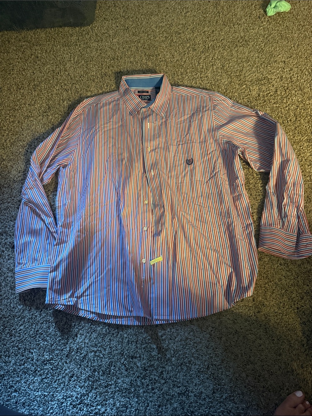 Chaps Men's Red and Blue Striped Dress Shirt